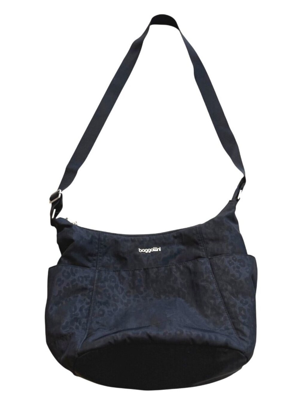 Baggallini Women's Crossbody Bag Black Leopard Animal Print Hobo Travel Purse